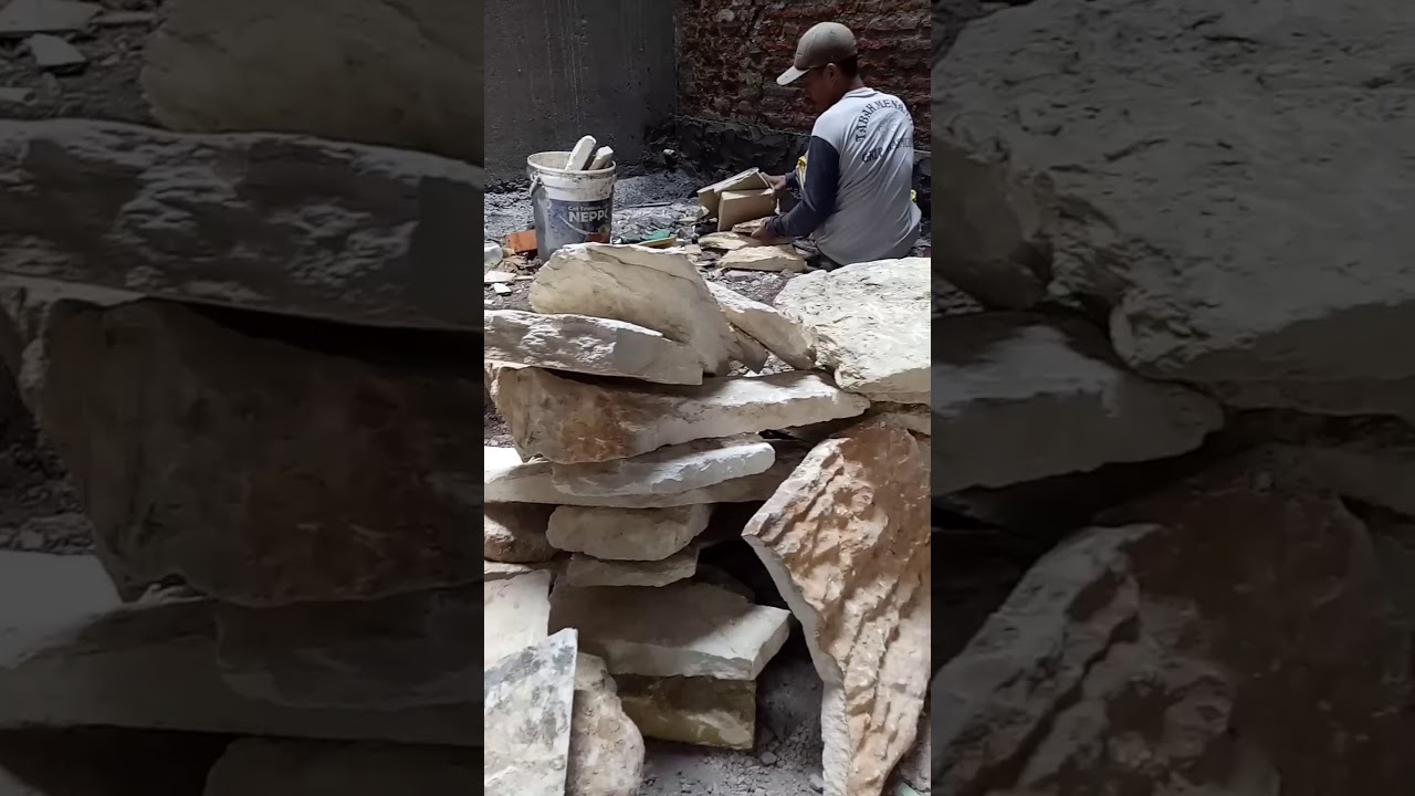 Pemasangan Batu Alam untuk Dinding Indoor Batu Aliran 