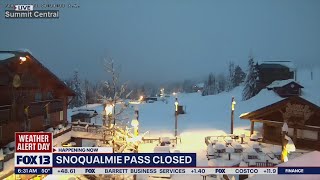 Snoqualmie Pass closed in both directions due to avalanche danger, heavy snow