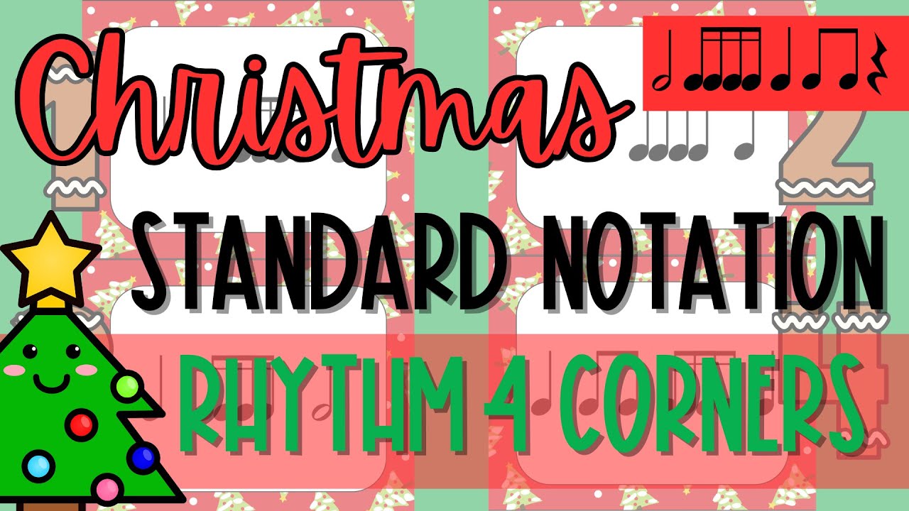 Christmas Music Rhythm Four Corners Game and Brain Break - Intermediate