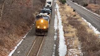 CSX Selkirk Sub: I003 Intermodal in Guilderland and B775 Ethanol Loads in New Scotland, NY(26.01.14)