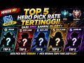 TOP 5 Hero Pick Rate Tertinggi di Semua Role! (Epic – Mythical Glory+) Minggu Ini #mobilelegends 