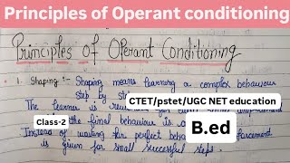 Principles of Operant conditioning Class-2