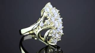3.44 TCW Cubic Zirconia Cluster Wave Ring 14k Gold Over Sterling Silver