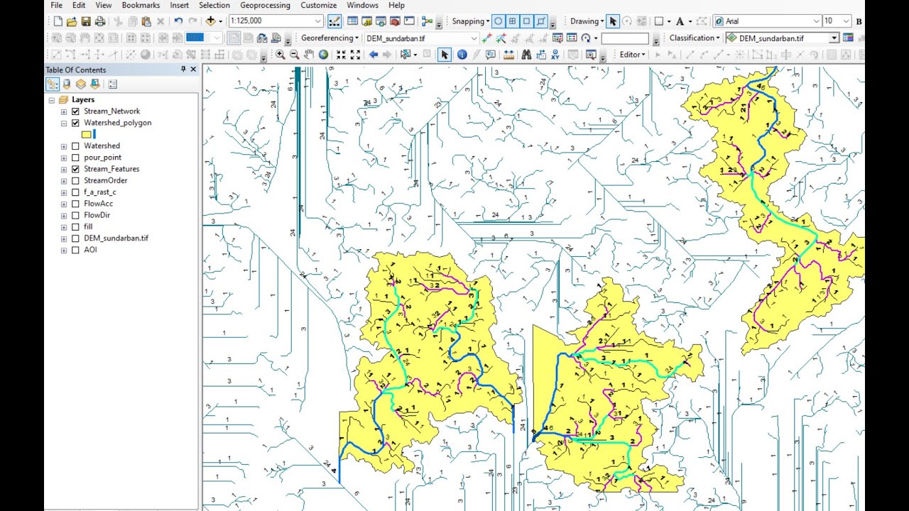 Stream Order | Stream Network | Watershed Deliniation 100% in ArcGIS ...