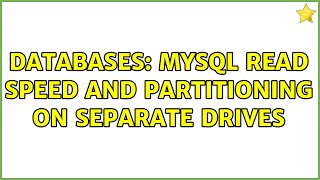Databases: MySQL Read Speed and Partitioning on Separate Drives