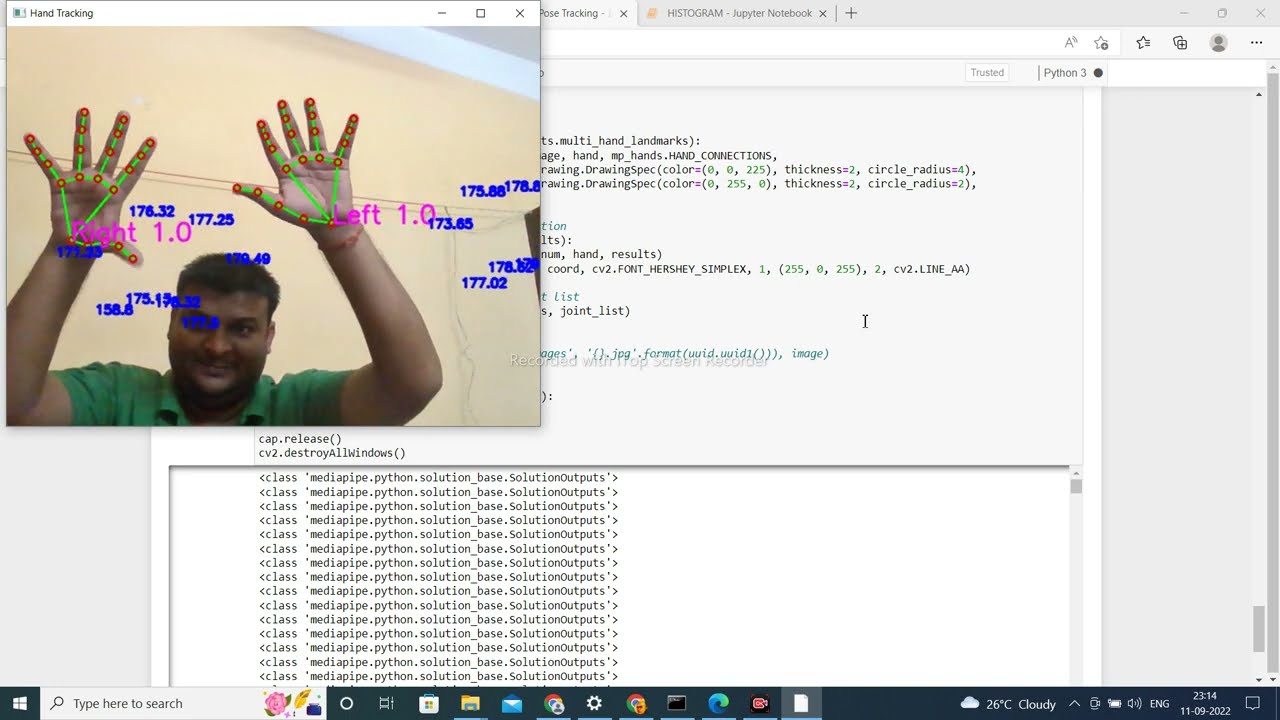 Hand  finger  tracking, hand recognition and multiple angle calculation deep learning