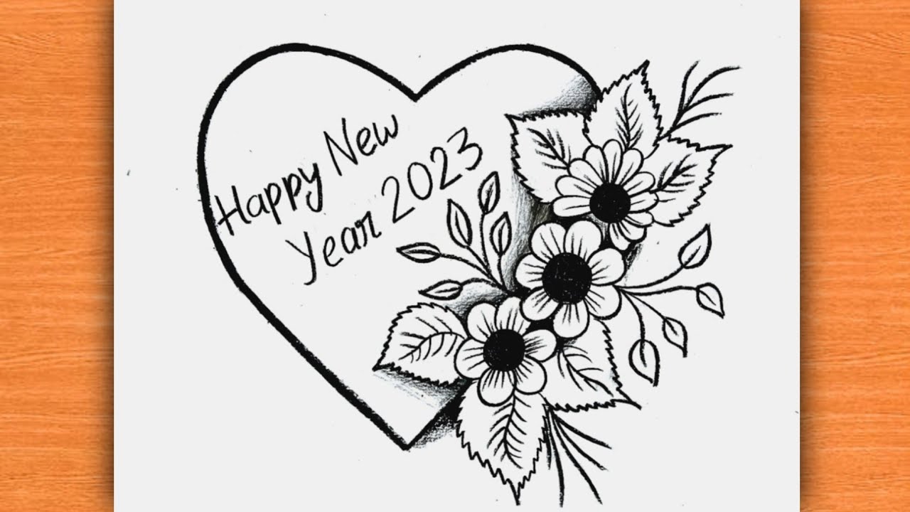 New Year Drawing 2023 / Easy flower drawing ideas #drawing #2023 ...