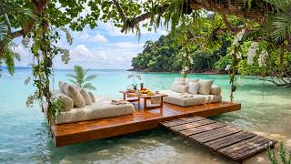 Tropical Overwater Cafe Jazz Music | Smooth Daybed Jazz & Beautiful Ocean Views for Stress Relief