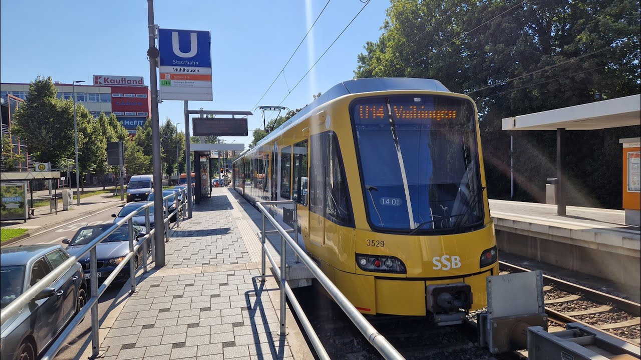 Stadtbahn Stuttgart | Mitfahrt in der kompletten U14 von Mühlhausen bis Bhf. Vahingen im DT8.12 3529