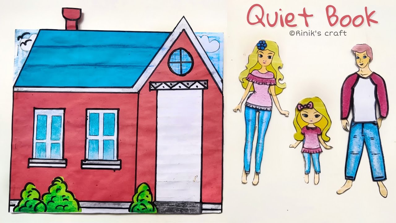 Playing With Quiet Book ❤ | Quiet Book Made With Paper | Paper Doll House  | Family Quiet Book - Youtube
