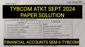 24th Sept 2024 UNIVERSITY PAPER SOLUTION  exam FinancialAccounts tybcom sem6 PAPER SOLUTION ARK sir