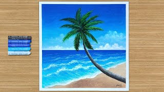 Oil Pastel Drawing for Beginners Step by Step / Ocean Scenery Drawing / Seascape