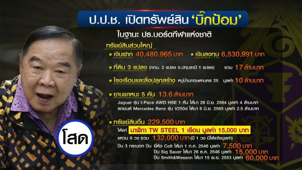 ทรัพย์สินหนุ่มโสด!! ป.ป.ช.เปิดทรัพย์สิน 'บิ๊กป้อม'