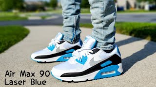 Air Max 90 Laser Blue OG 2020 Unboxing & On Feet Air Max 3 - YouTube
