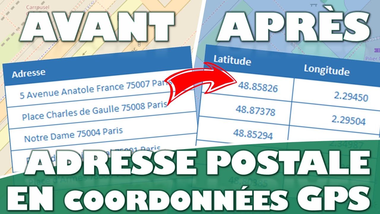 Comment convertir une adresse postale en coordonnées GPS sur Excel — free download