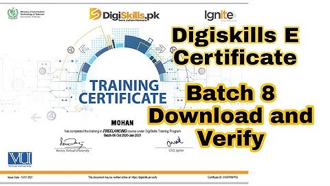 DigiSkills E certificate Batch 8 2021 | How to download and verify Digiskills E certificate |
