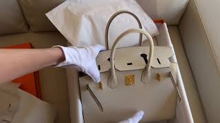 HERMES BIRKIN 25 SELLIER CRAIE EPSOM GHW UNBOXING