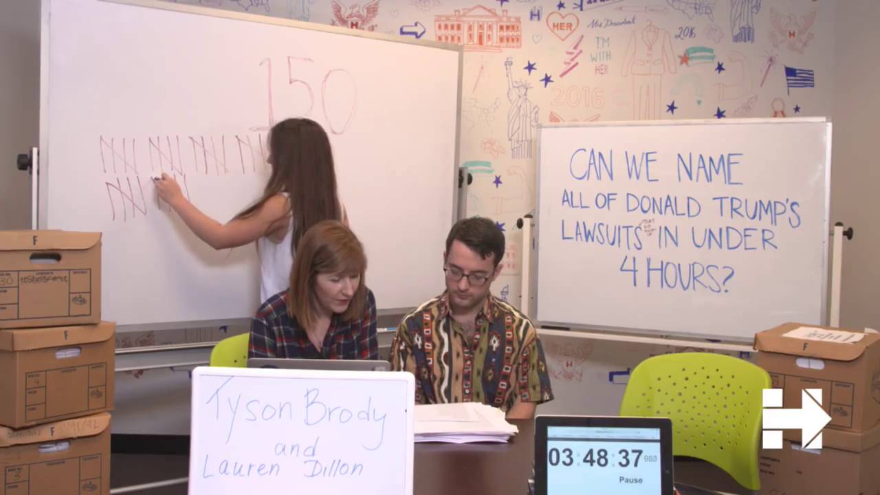 Hillary Clinton volunteers spent 4 hours reading the titles of Trump lawsuits on Facebook Live