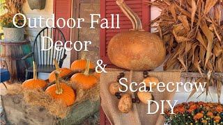 Outdoor Fall Decorating on my Deck and Easy Scarecrow DIY 
