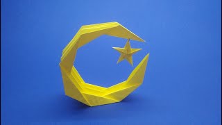 Origami Moon and Star. How to make Crescent Moon and Star with paper. Moon and Star.