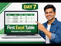 Make Your First Excel Table | Attendance Sheet Project | Excel for Beginners Day 7