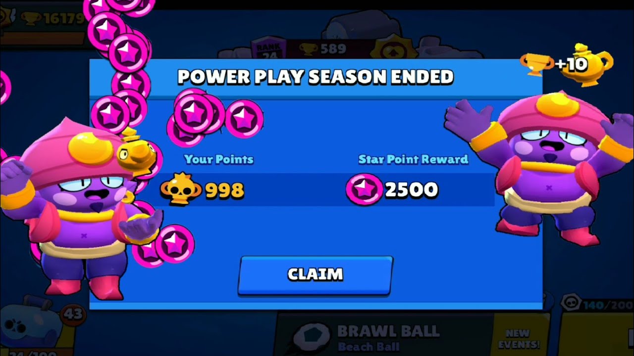 Brawl Stars Power Play Season Rewards Gameplay I Got 2500 Star Points Youtube - brawl star season rewards