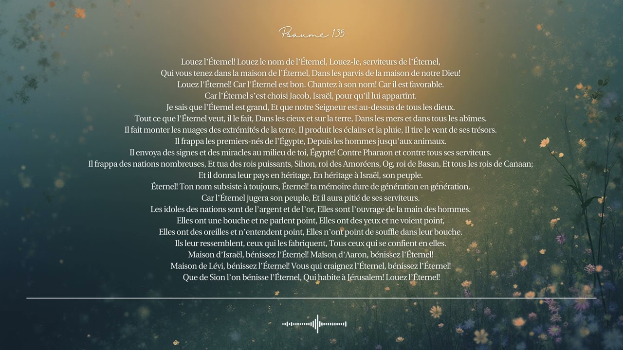 🌿 Psaume 135 | Qu’il reçoive des louanges à Sion | Chant biblique CCM · Shuli Bible