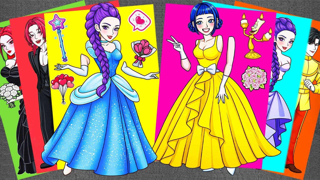 [✨Paper DIY✨] Disney Princess Dress Up with HUNTRIX RUMI & ZOEY 👗💖 KPop Demon Hunters Stickers, ASMR