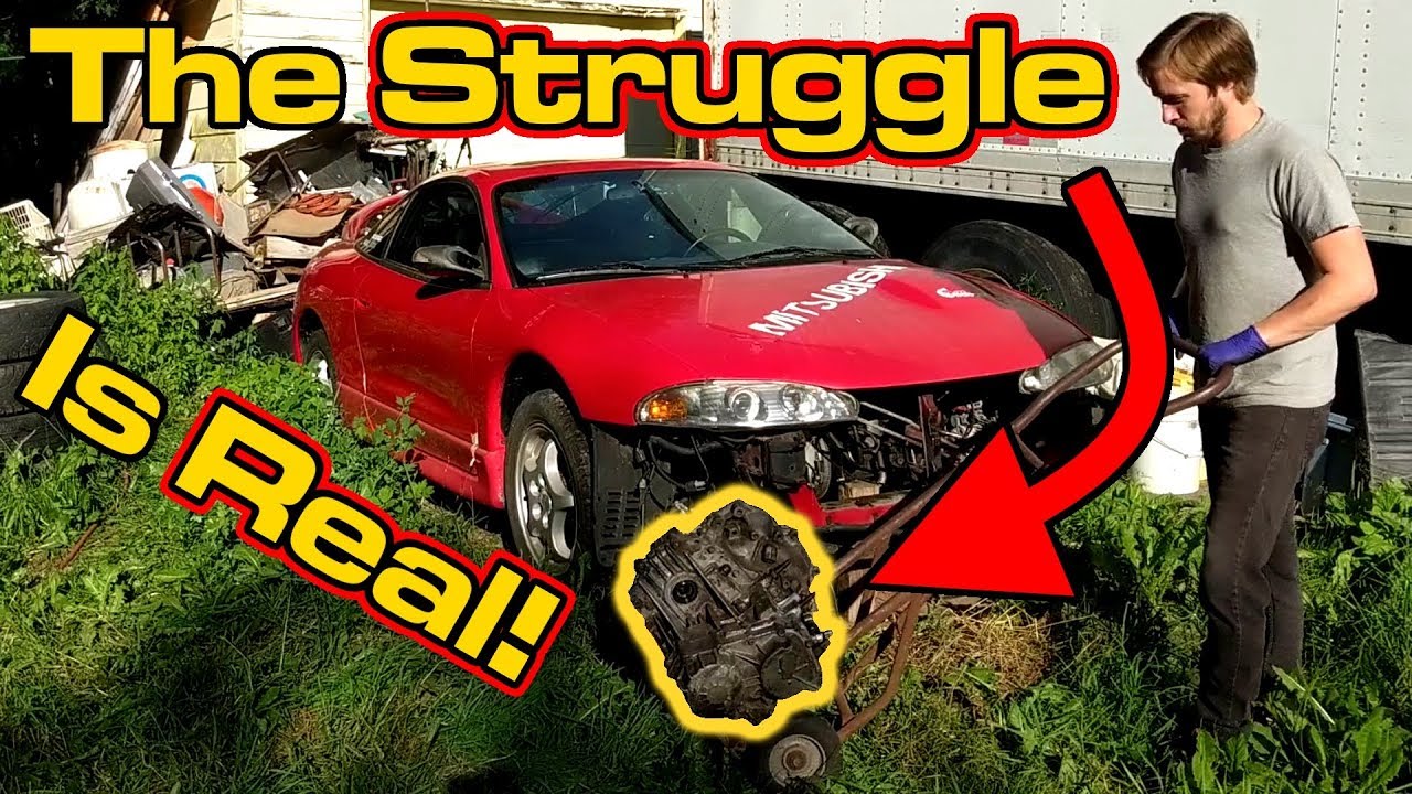 Eclipse GSX Transmission Install AWD DSM Trans, Floor Jack, No Lift