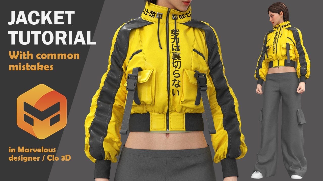 Marvelous Designer/Clo3D tutorial guide to Create a Bomber Jacket | Design with me