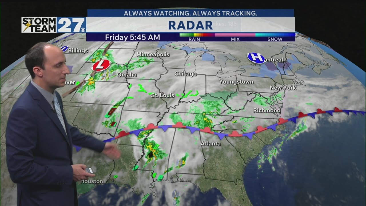 Rain showers develop Friday afternoon - YouTube