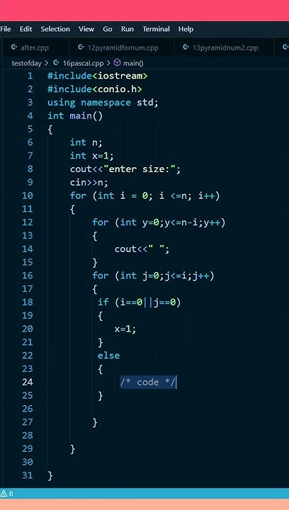 Print Pascal triangle 🔼 🔼 simple way 😄😃 in c++ #learn to code #codehack ...