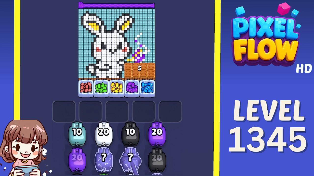 Pixel Flow Level 1345 Solution Walkthrough