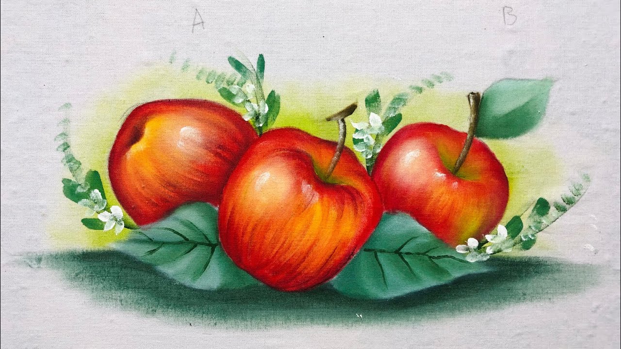 MAÇÃ PINTURA EM TECIDO