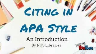 Nus Libraries Apa6Th Introduction