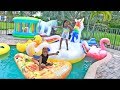 Swimming Pool Floaties Race Challenge YAYA vs. DJ