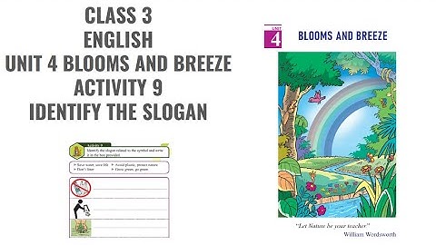 CLASS 3 ENGLISH UNIT 4 BLOOMS AND BREEZE ACTIVITY 9 EXPLANATION IN MALAYALAM IDENTIFY THE SLOGAN