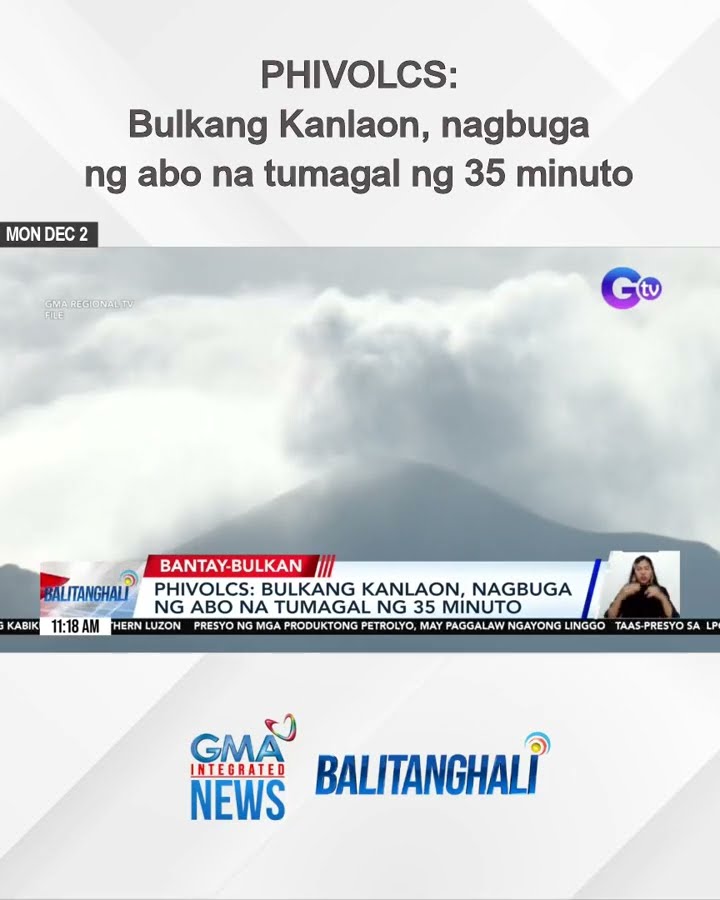 PHIVOLCS - Bulkang Kanlaon, nagbuga ng abo na tumagal ng 35 minuto | Balitanghali