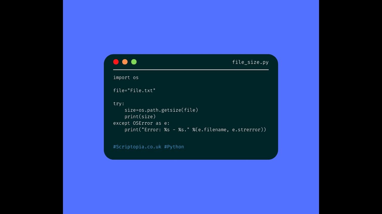 Python OS - Get file size using Python - YouTube Python Os - Get File Size Using Python - Youtube