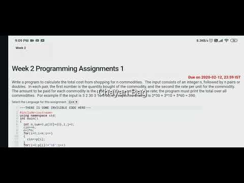 NPTEL | An Introduction To Programming Through C++ | Assignment 2 Programming 1 | 2020