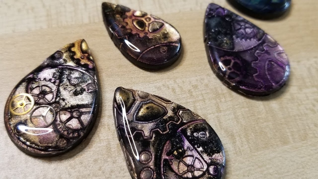 Кабошоны из полиглины в стиле стимпанк