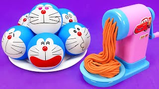 Satisfying Video l How To Make Playdoh Noddles with Doraemon Balls Cutting ASMR