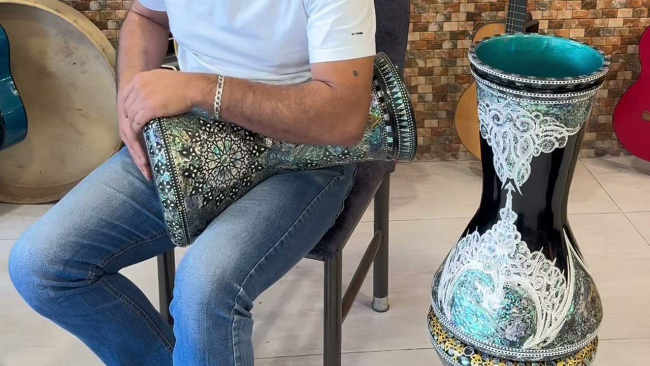 طبلة جوهرة الفن صدف ازرق  مقاس 23 (سنباطي)