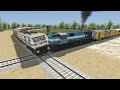 Train vs Train - Two Trains on Diamond Crossing | Train Simulator | EMERGENCY TRAIN STOP !
