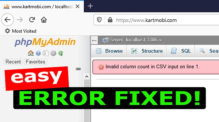 Fix phpMyAdmin Error - Invalid column count in CSV input on line 1