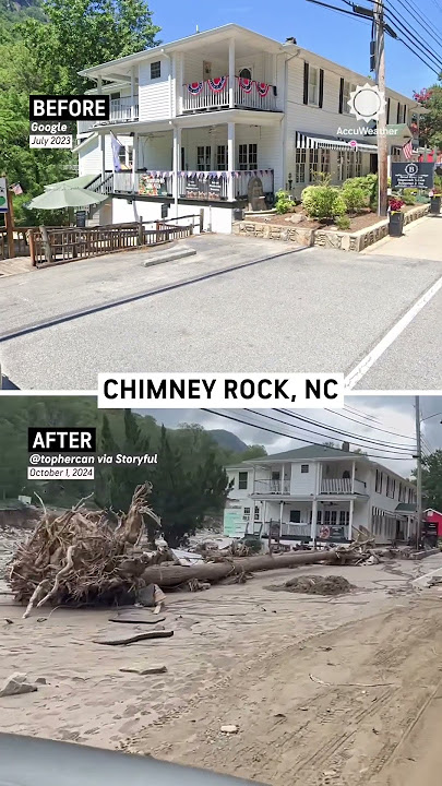 Chimney Rock, NC Before & After Helene Flooding