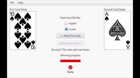 Java High Low Card Game