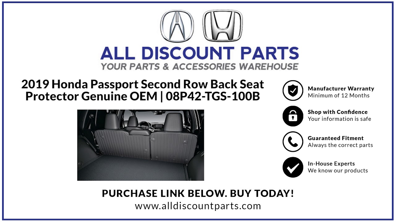 2019 Honda Passport Second Row Back Seat Protector Genuine OEM 08P42