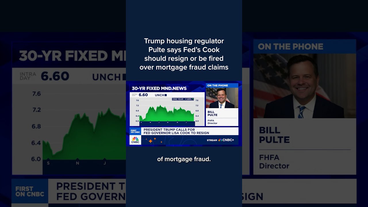Trump Housing Regulator Pulte Says Fed S Cook Should Resign Or Be Fired Over Mortgage Fraud Claims