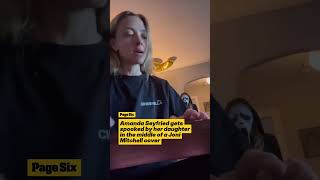 Amanda Seyfried gets a surprise from her daughter wearing a Ghostface mask while singing #shorts